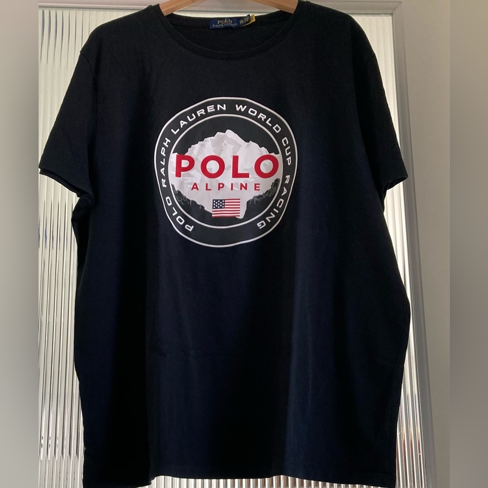 Almost New Polo Ralph Lauren World Cup Alpine Racing Black   2xl Mens T-shirt